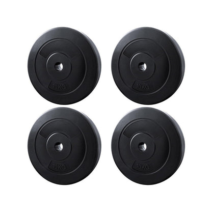 Everfit 40kg barbell weight plates for home gym, black cast iron free weights for strength training and fitness exercises.