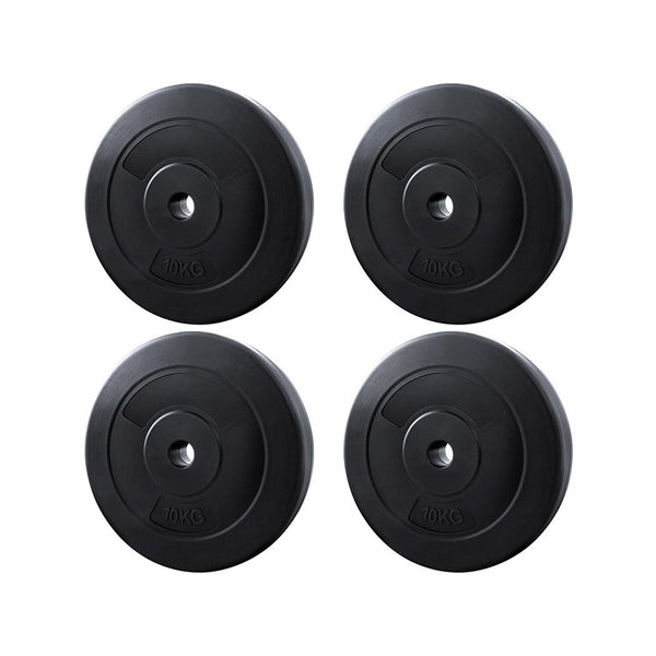 Everfit 40kg barbell weight plates for home gym, black cast iron free weights for strength training and fitness exercises.