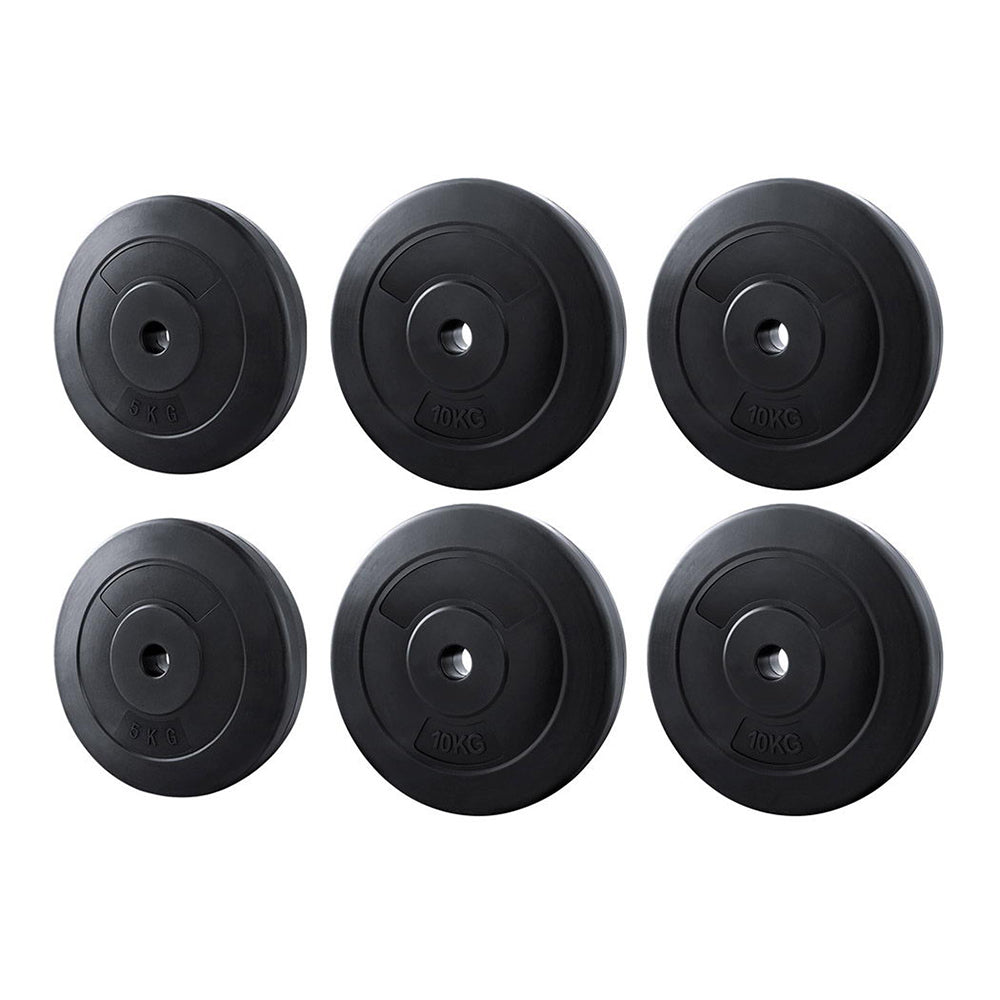 Everfit 50kg barbell weight plates for home gym, black steel, standard size for fitness and strength training exercises