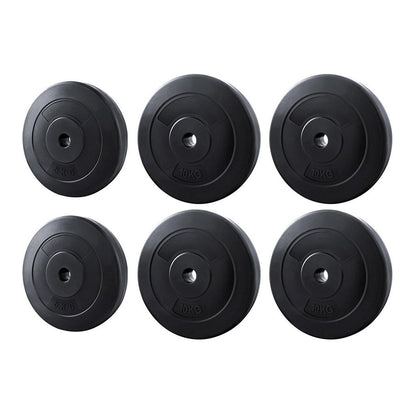 Everfit 50kg barbell weight plates for home gym, black steel, standard size for fitness and strength training exercises