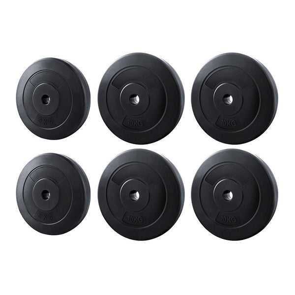 Everfit 50kg barbell weight plates for home gym, black steel, standard size for fitness and strength training exercises