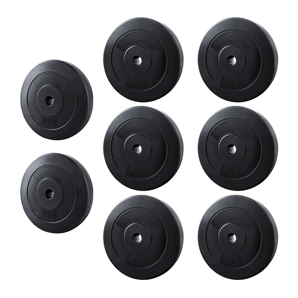 Everfit 70kg barbell weight plates for home gym, standard press fitness exercise equipment with black metal finish