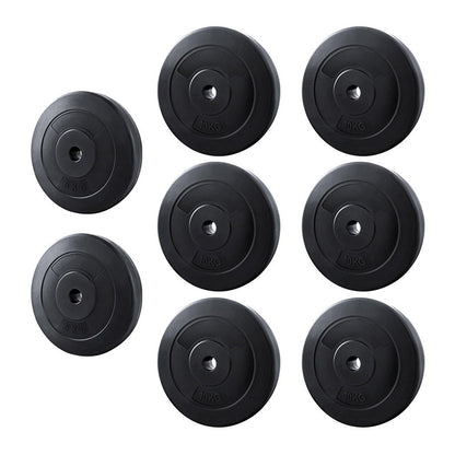 Everfit 70kg barbell weight plates for home gym, standard press fitness exercise equipment with black metal finish