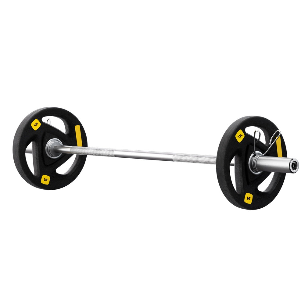 Everfit 16kg barbells and dumbbells set with plates, 120cm length, for home gym weight lifting exercises.