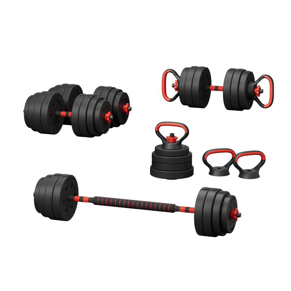 Everfit 40kg adjustable dumbbells set with weight plates and barbells for gym and fitness workouts at Online Fitness Depot