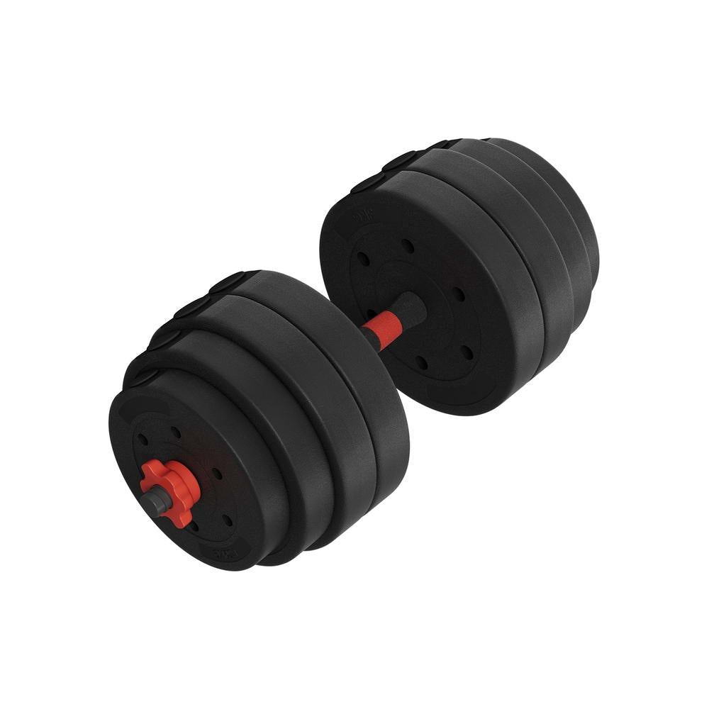 Everfit 40kg adjustable dumbbells set with weight plates and barbells, suitable for gym and fitness training.