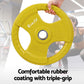 Everfit 46kg 120cm dumbbell barbell with yellow plates, suitable for weightlifting and home gym workouts.