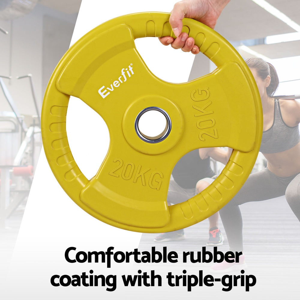 Everfit 46kg 120cm dumbbell barbell with yellow plates, suitable for weightlifting and home gym workouts.