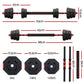 Everfit 20kg adjustable dumbbell barbell set with weight plates for home workouts, featuring black plates and adjustable bars.