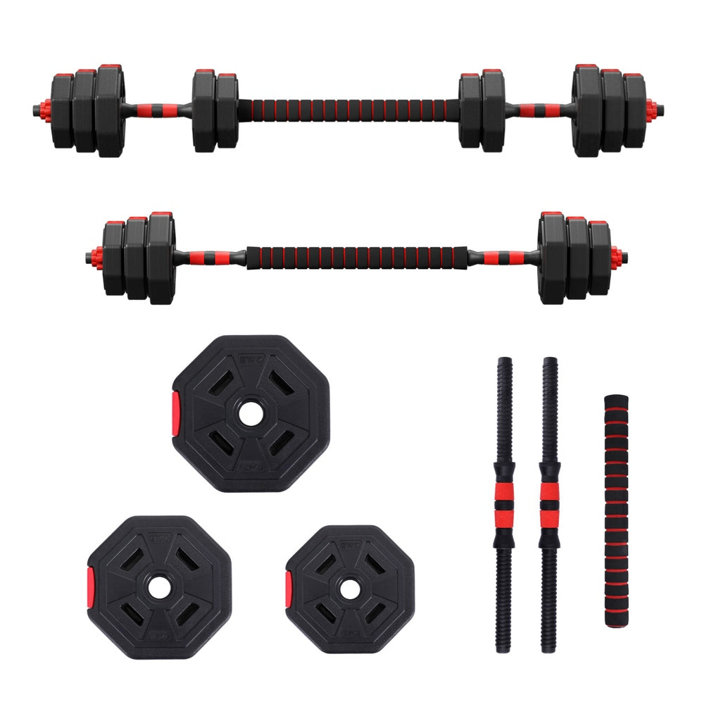 Everfit 20kg adjustable dumbbell and barbell set with weight plates for home workouts, from Online Fitness Depot.