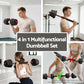 Everfit 20kg adjustable dumbbell and barbell set with weight plates for home gym workouts, featuring black and silver components.
