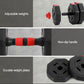 Everfit 20kg adjustable dumbbell barbell set with weight plates for home workouts, featuring black and silver weights and adjustable grips.