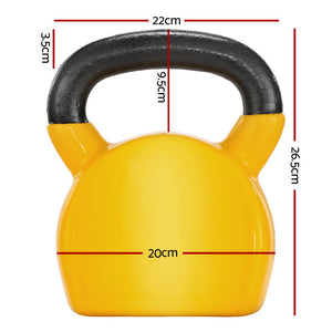 Online Fitness Depot Everfit 20kg kettlebell set with dumbbells and weightlifting bench for home gym workouts.