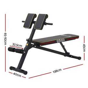 Adjustable Everfit Roman Chair weight bench for strength training and preacher curls, black color, suitable for gym workouts.
