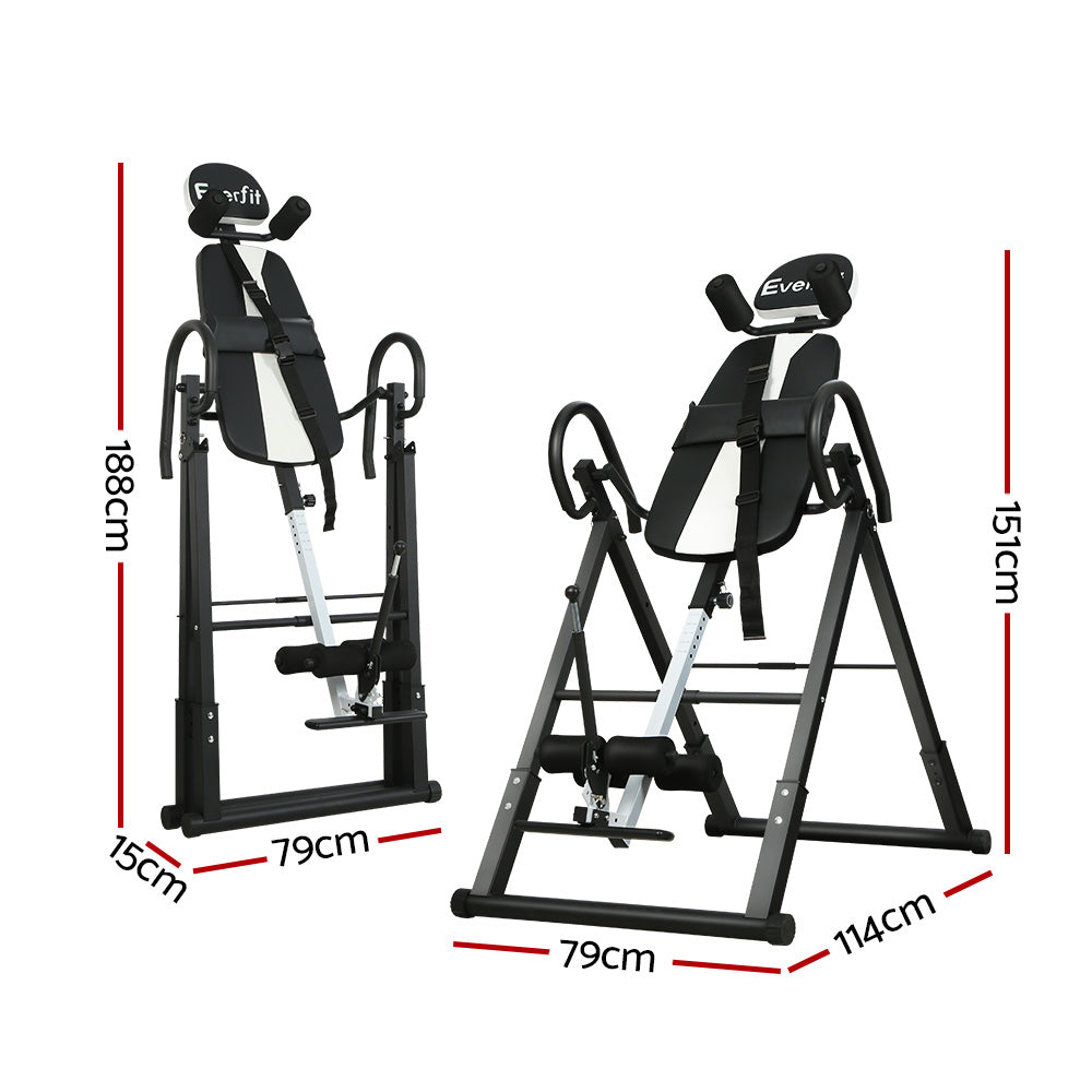 Grey Everfit Inversion Table for back stretching and gravity exercise, designed for home gym use, by Online Fitness Depot.