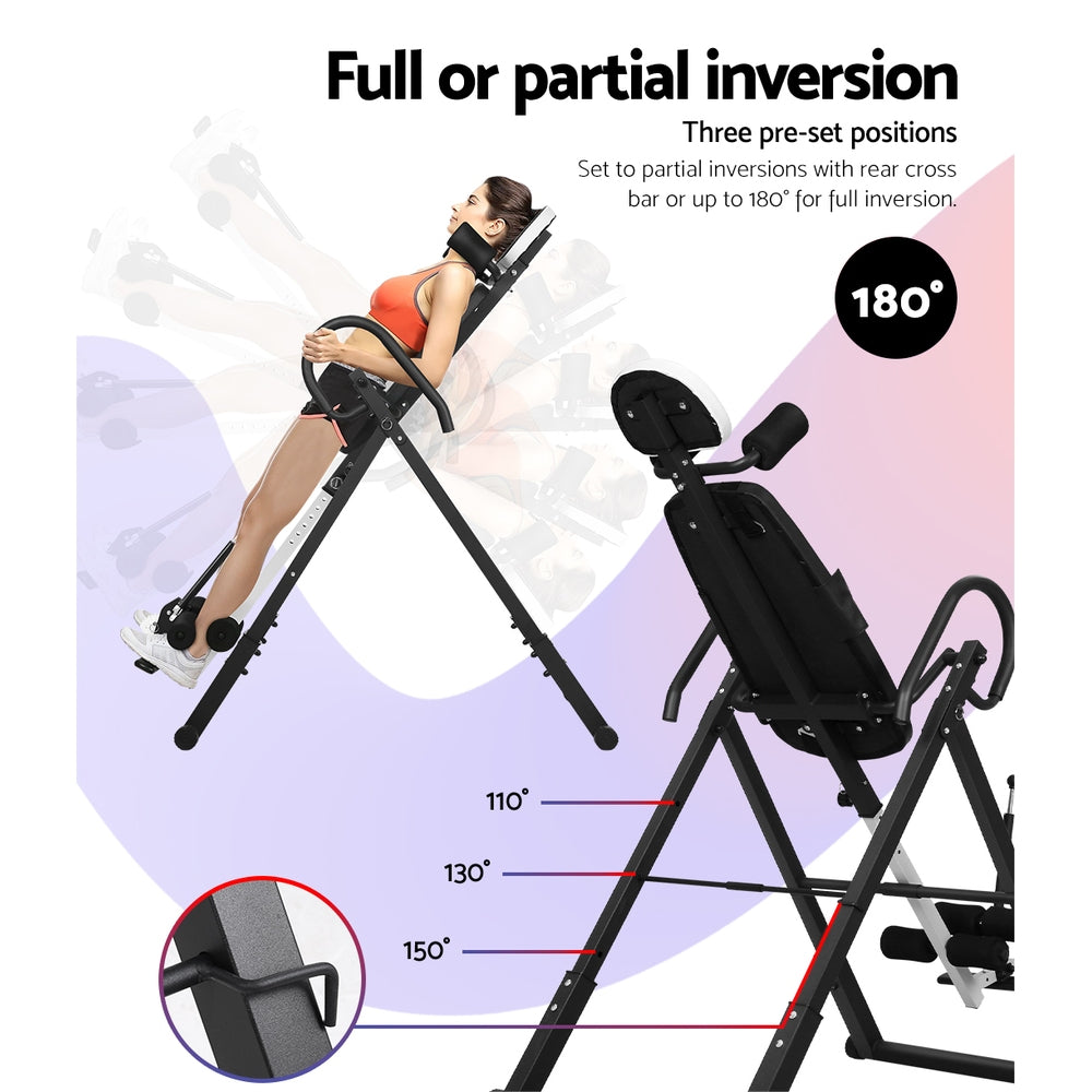 Everfit inversion table in grey for back stretching and gravity exercise, designed for home gym fitness routines.