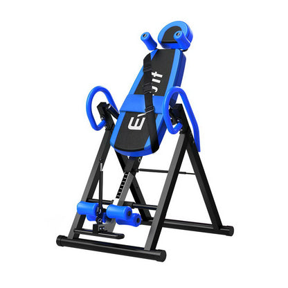 Blue Everfit inversion table for back stretching and gravity exercises, designed for home gym use by Online Fitness Depot.