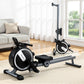 Everfit 16-level magnetic rowing machine in black with digital display and app connect for home workout fitness equipment