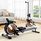 Everfit 16-level magnetic rowing machine in walnut finish, with digital display and app connectivity for home gym workouts.