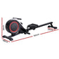 Black Everfit folding magnetic rowing machine with 16 resistance levels, ideal for cardio workouts and home gym exercise.