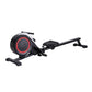 Black Everfit foldable magnetic rowing machine with 16 adjustable levels for cardio workouts in a gym setting