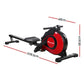 Red Everfit rowing machine with magnetic resistance for home gym cardio workout, featuring a sleek design and adjustable settings.
