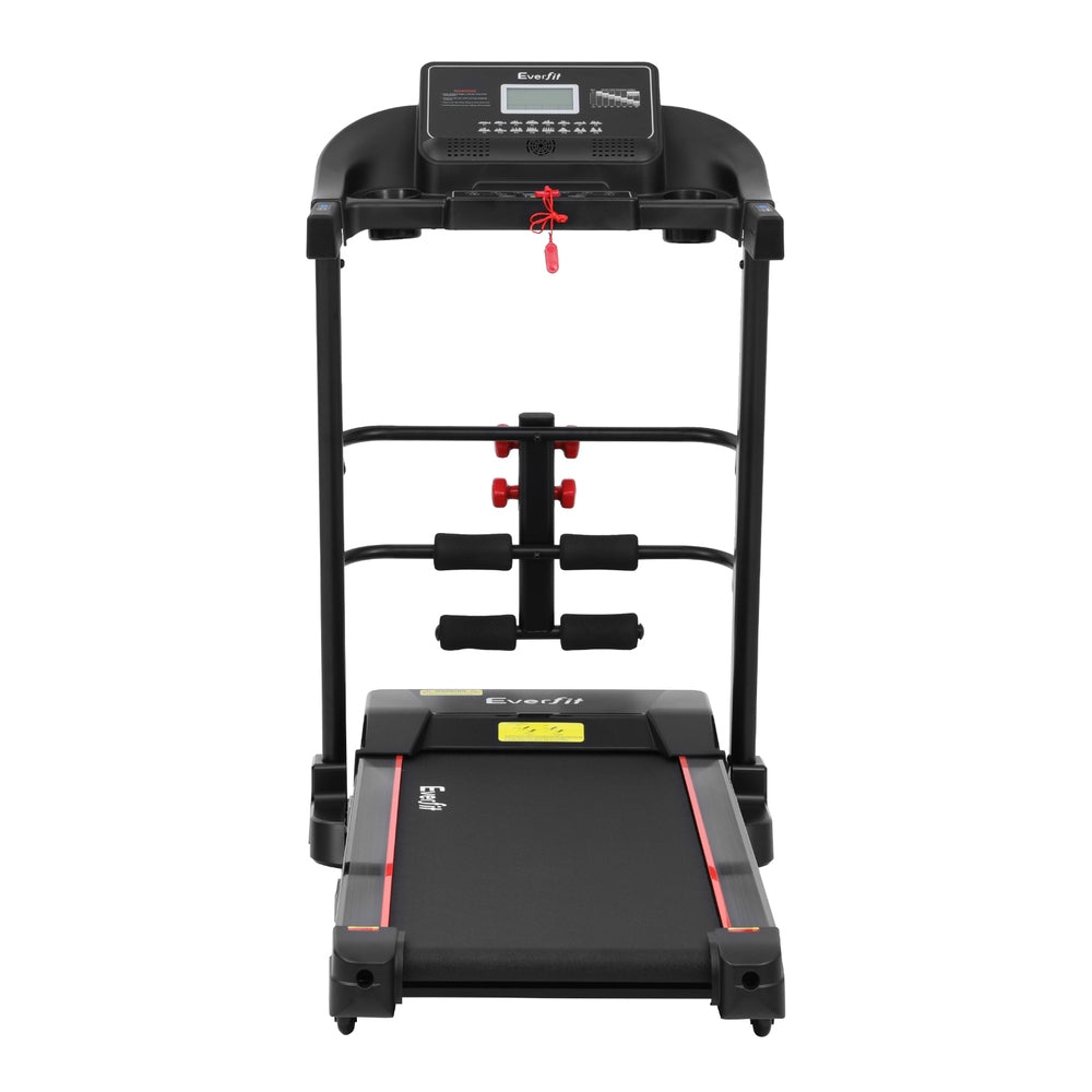 Electric treadmill from Online Fitness Depot with sit-up bar, 450mm wide running surface, ideal for home gym fitness workouts.