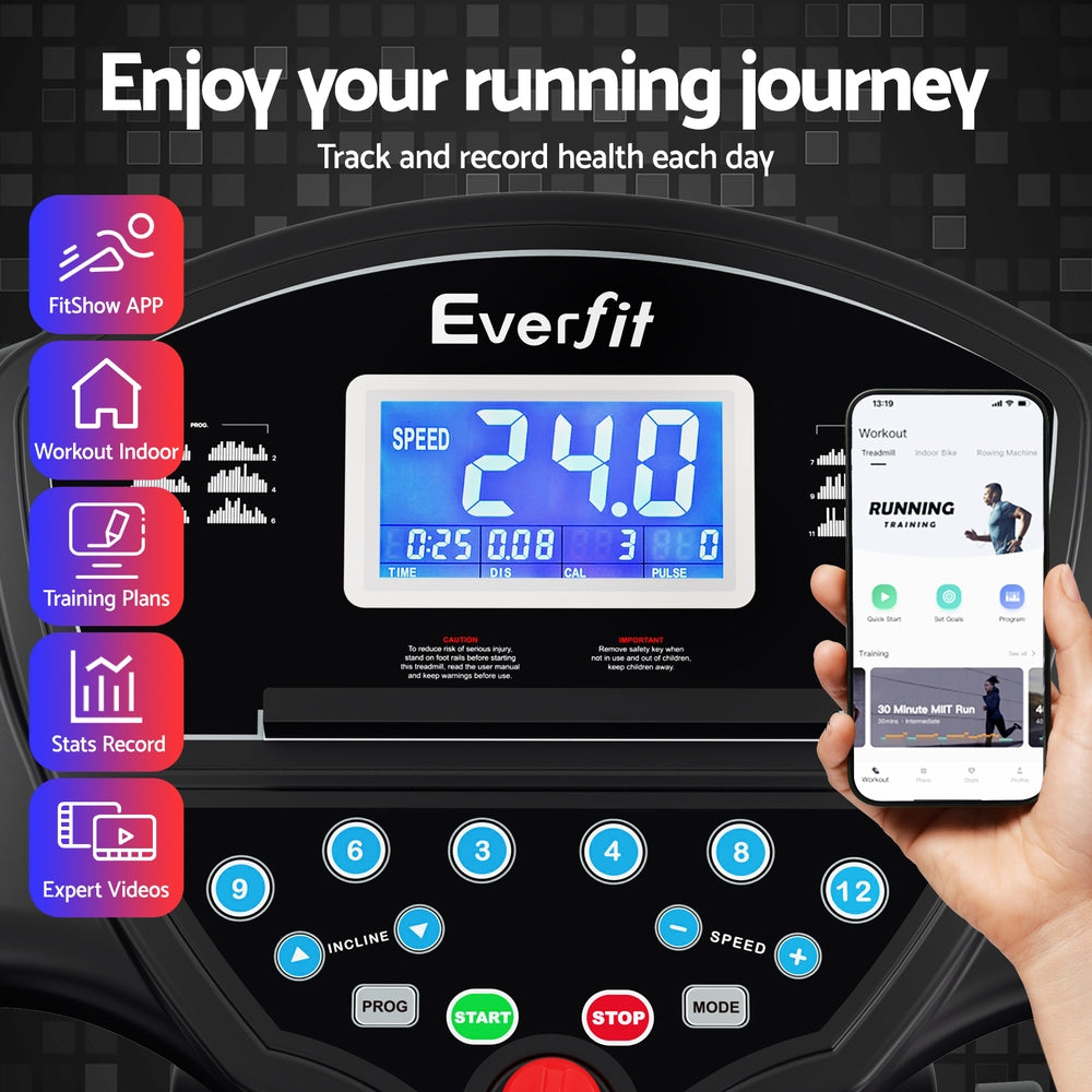 Electric treadmill by Online Fitness Depot with massage feature, 480mm running belt for home gym and fitness workouts.