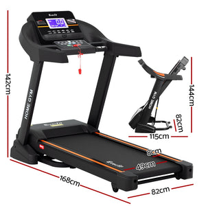 Everfit electric treadmill with auto incline, home gym fitness machine, 490mm belt, in a workout setting