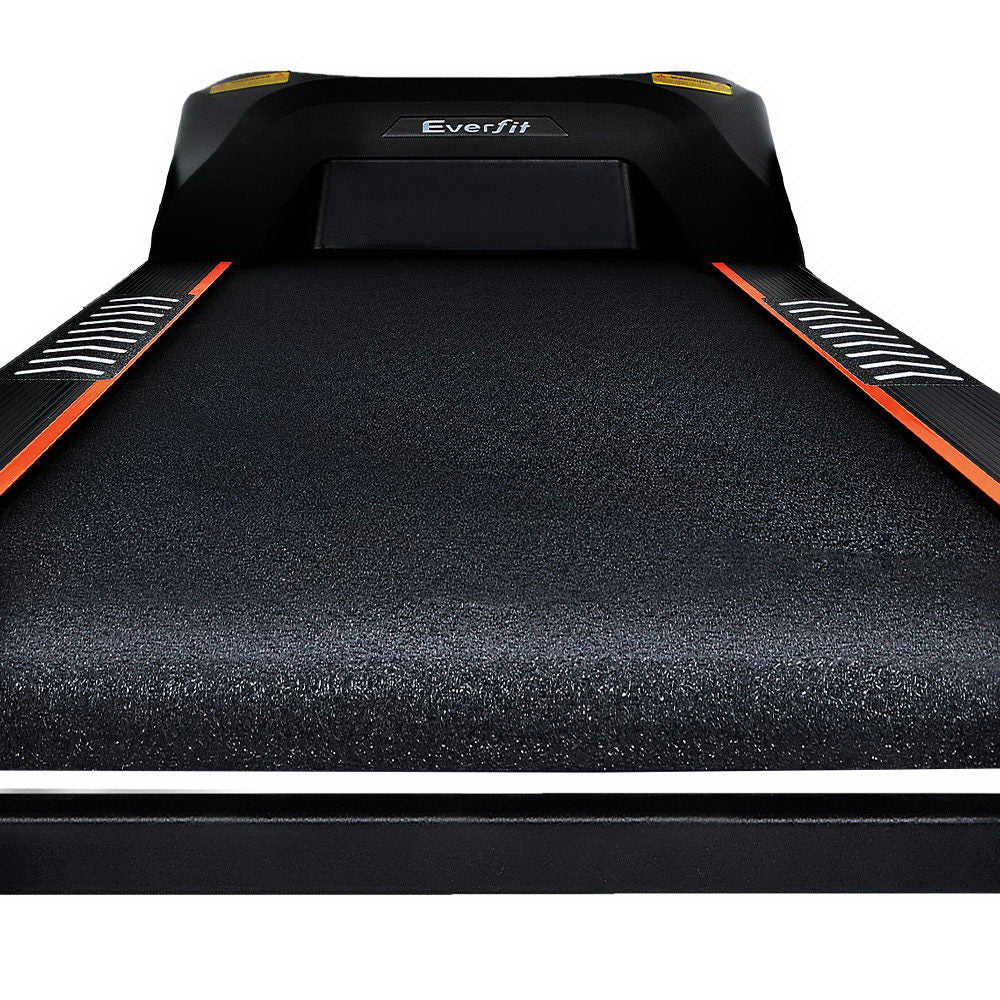 Everfit electric treadmill with auto incline for home gym, featuring a 450mm belt and digital controls.