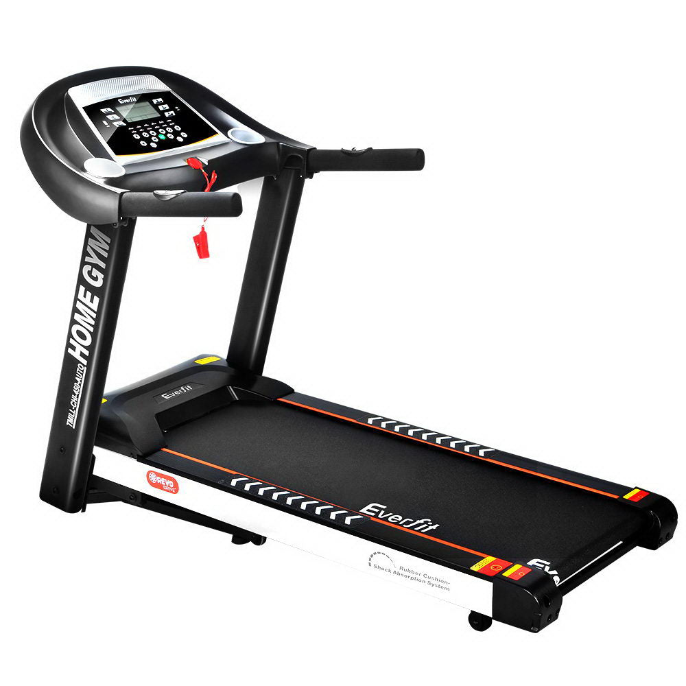 Everfit electric treadmill with auto incline, 450mm width, suitable for home gym and fitness workouts.