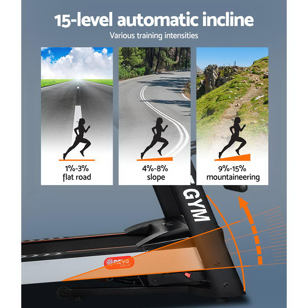 Everfit electric treadmill with massager, 450mm running belt, for home gym fitness and exercise from Online Fitness Depot.