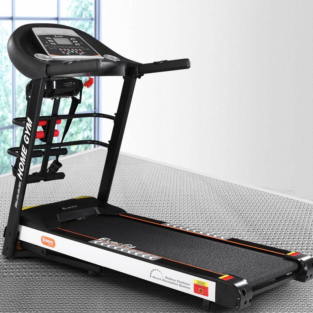 Everfit electric treadmill with massager, 450mm running deck, for home gym fitness, from Online Fitness Depot.