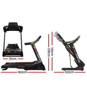 Everfit electric treadmill with auto incline, 480mm belt, for home gym exercise and fitness workouts.