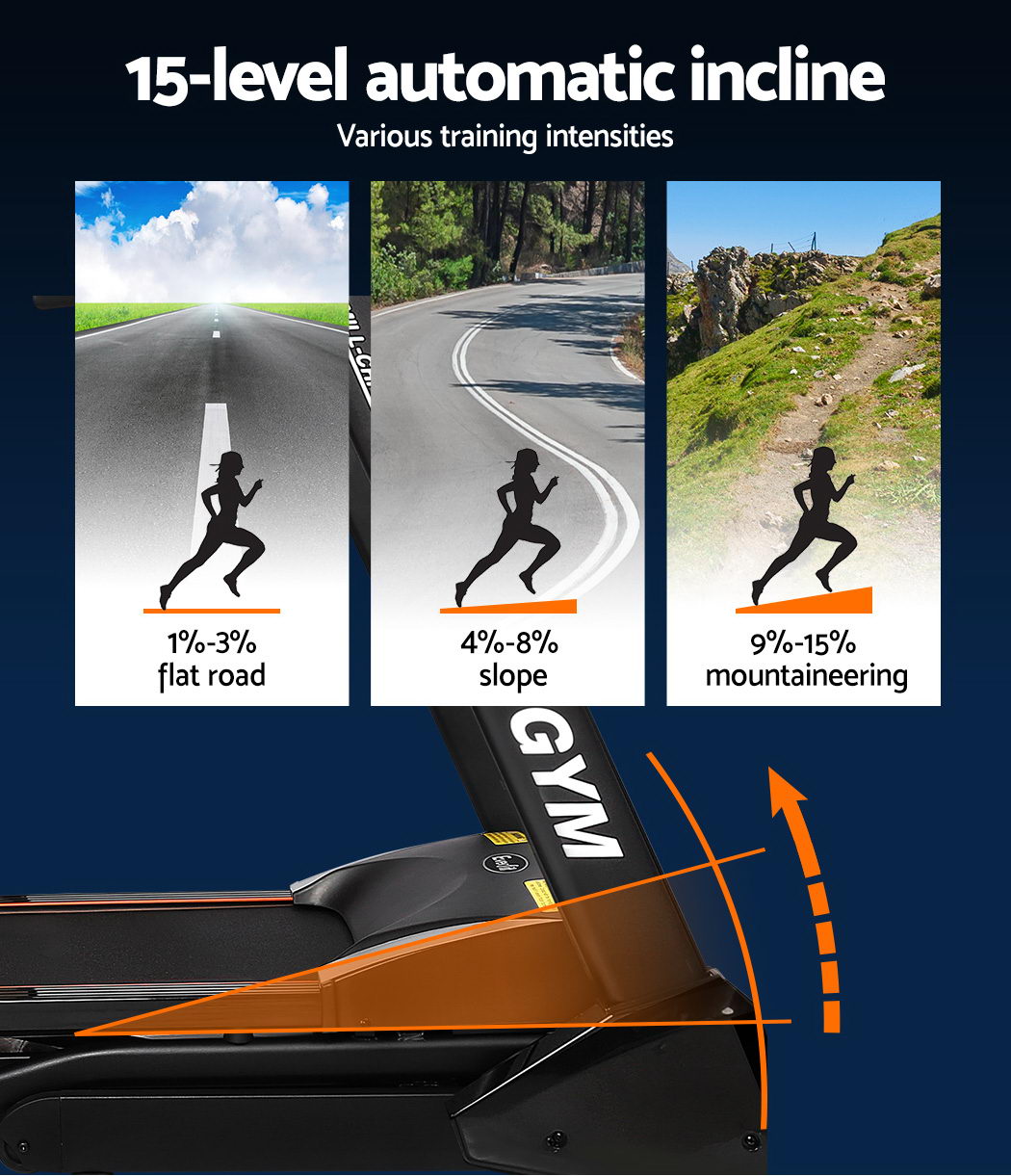 Everfit electric treadmill with auto incline, compact 480mm width, suitable for home gym and fitness exercise routines