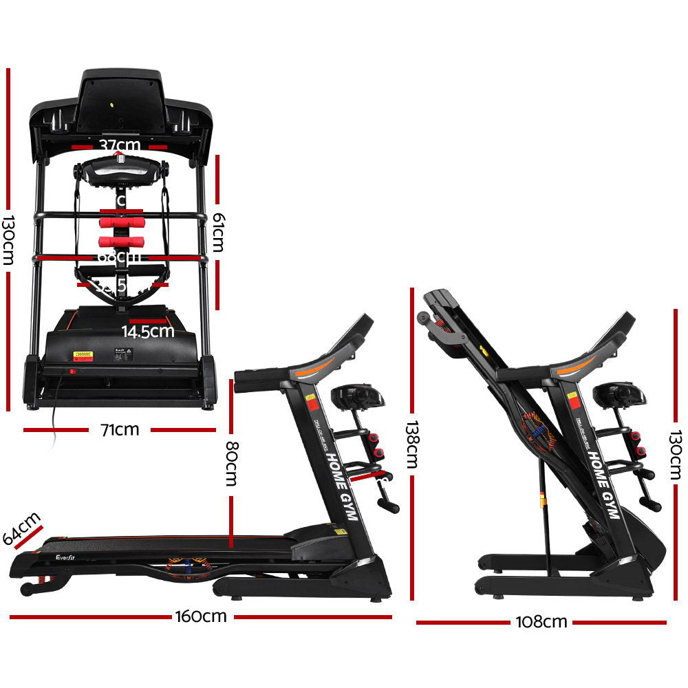 Everfit electric treadmill for home gym with massager, 480mm running belt, from Online Fitness Depot, ideal for fitness workouts