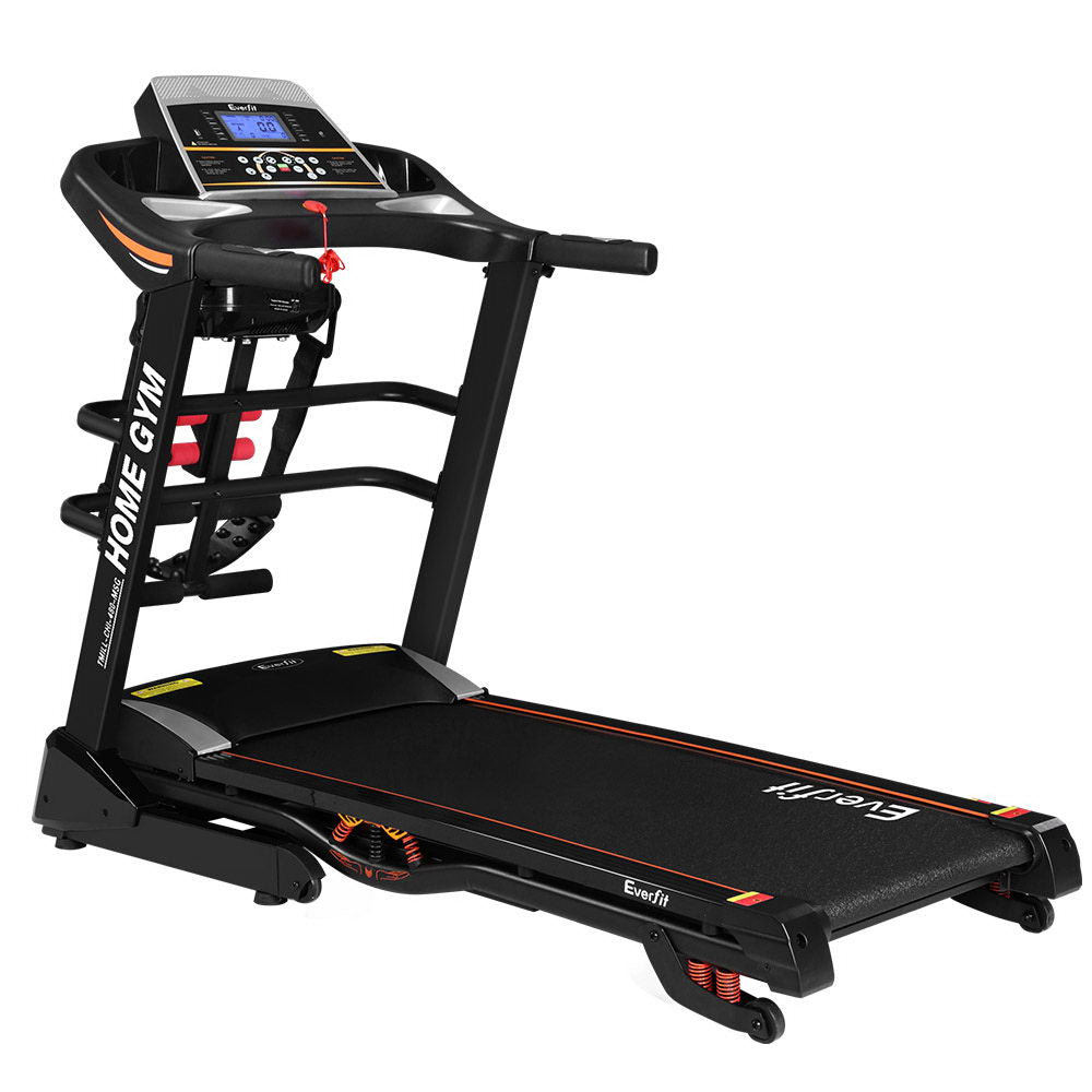 Everfit electric treadmill with massage feature, 480mm wide running belt, designed for home gym fitness and exercise routines.