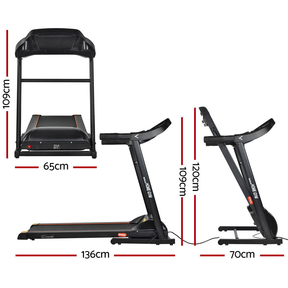 Foldable Everfit electric treadmill from Online Fitness Depot, 400mm running belt, suitable for home gym and fitness exercises.