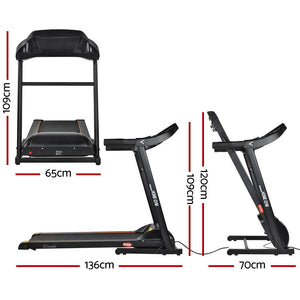 Foldable Everfit electric treadmill from Online Fitness Depot, 400mm running belt, suitable for home gym and fitness exercises.