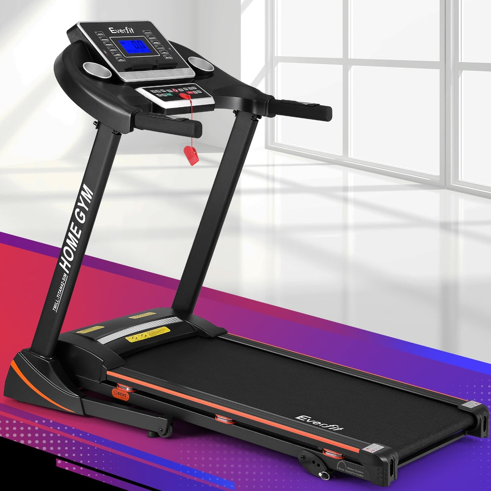 Everfit electric treadmill for home gym, hydraulic exercise machine with 420mm running belt and digital display from Online Fitness Depot.
