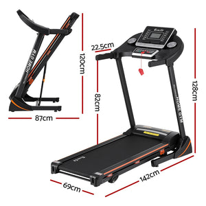 Everfit electric treadmill for home gym, hydraulic exercise machine with 420mm running deck, ideal for fitness and cardio workouts