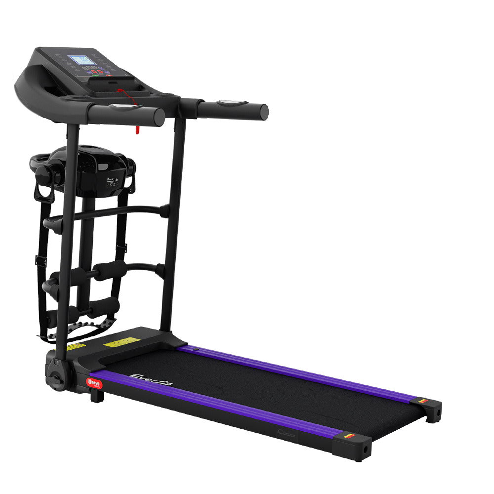 Everfit electric treadmill with massage feature, 400mm running belt, for home gym fitness and exercise routines.