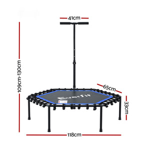 Everfit 48inch Hexagon Fitness Trampoline Rebounder Adjustable Handrail Blue