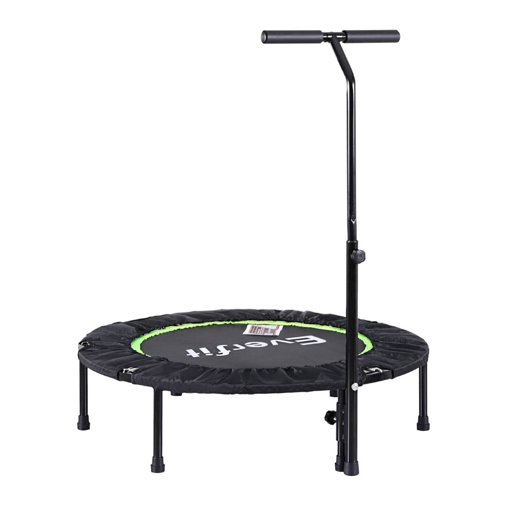 Everfit 40-inch foldable fitness trampoline with handrail for home gym exercise, rebounder for cardio workouts and fitness training