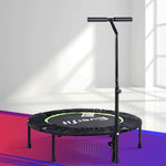 Everfit 40-inch foldable fitness trampoline with handrail for home gym exercise, green rebounder for jumping workouts