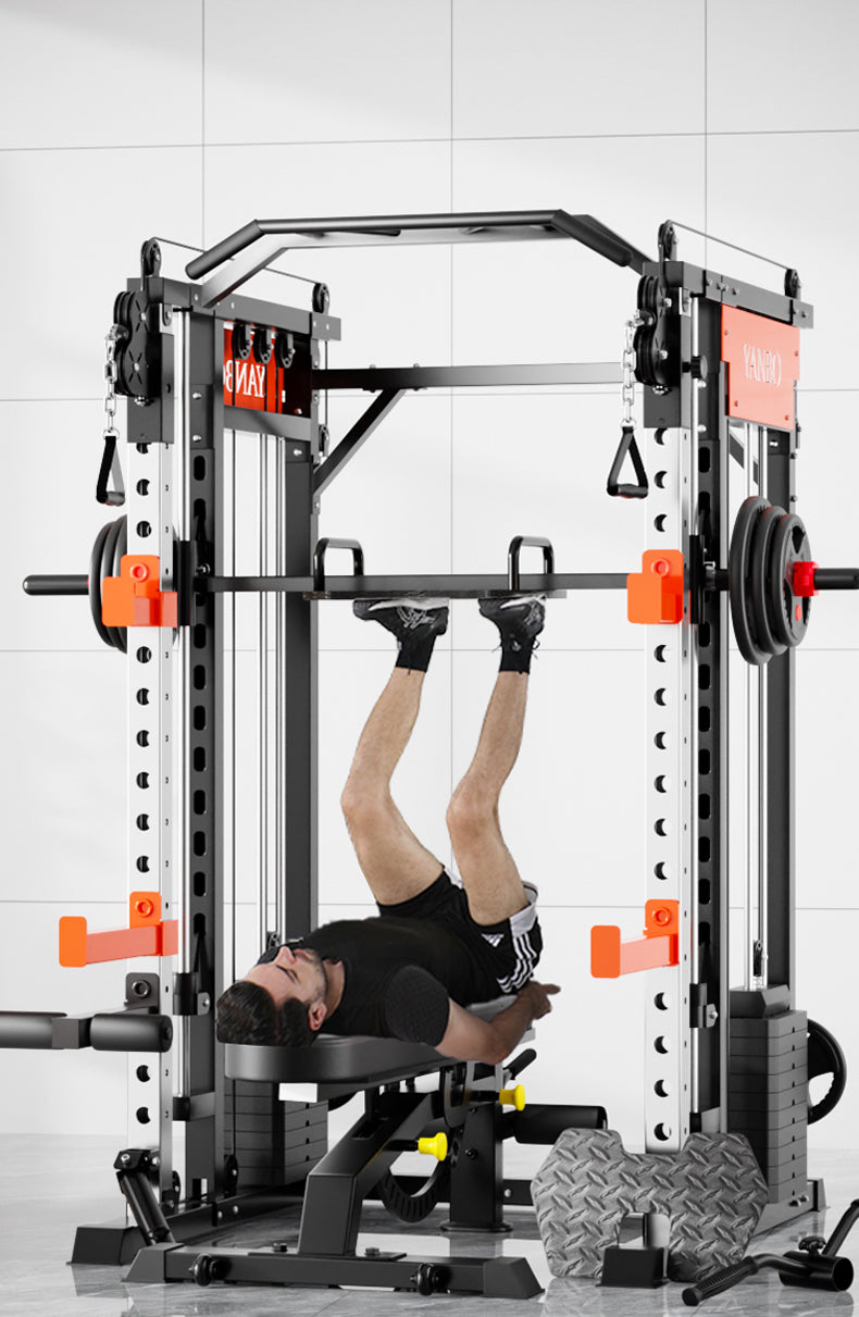 SmartFit M1 Max pin-loaded multi-functional training Smith machine for home gym, weightlifting, and power rack exercises.