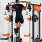 SmartFit M1 Max pin-loaded multi-functional training smith machine with power rack for home gym weightlifting and strength training.