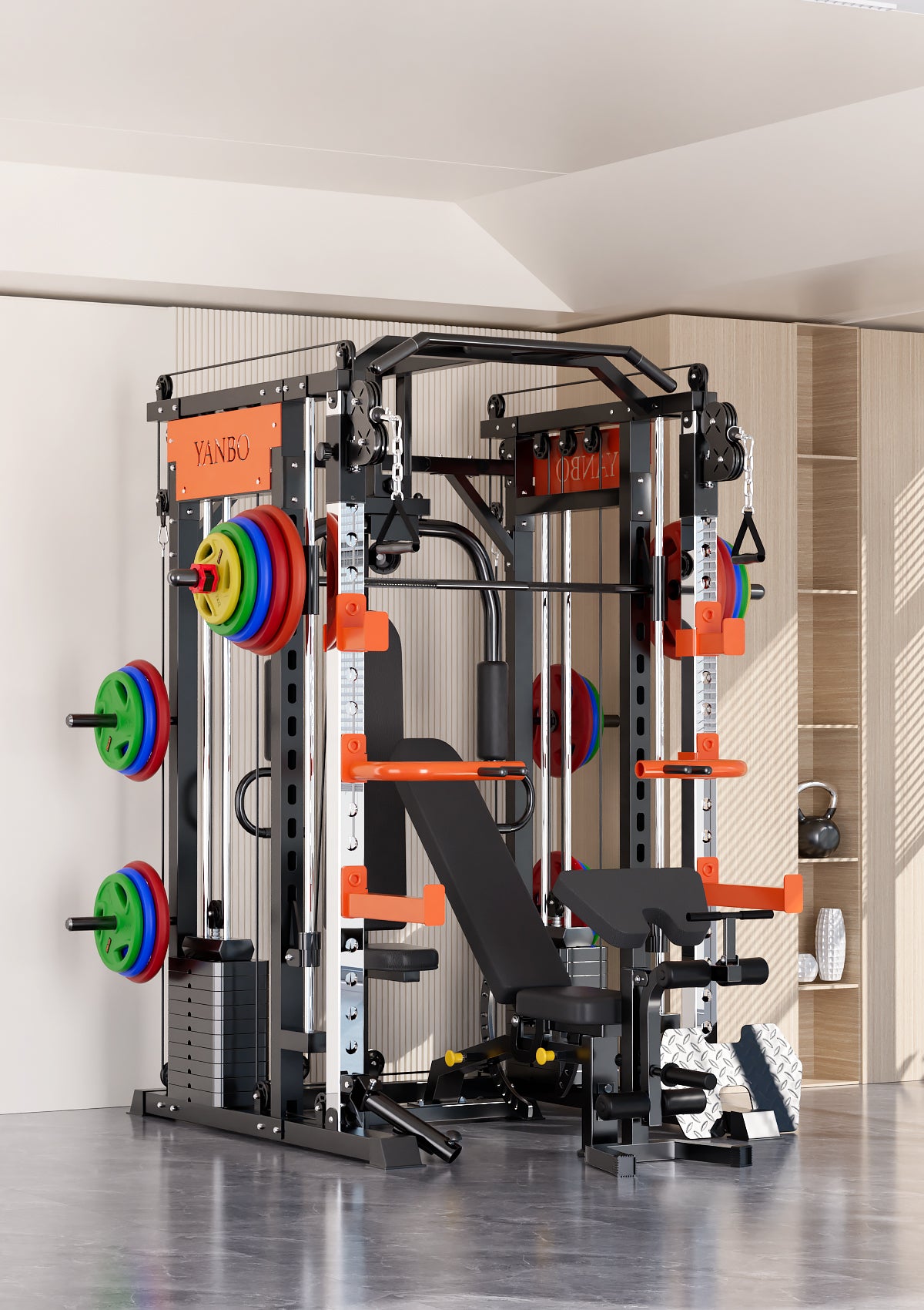 SmartFit M1 Ultra Leg Press and Chest Fly Smith Machine for home gym, featuring multi-functional weightlifting and fitness equipment