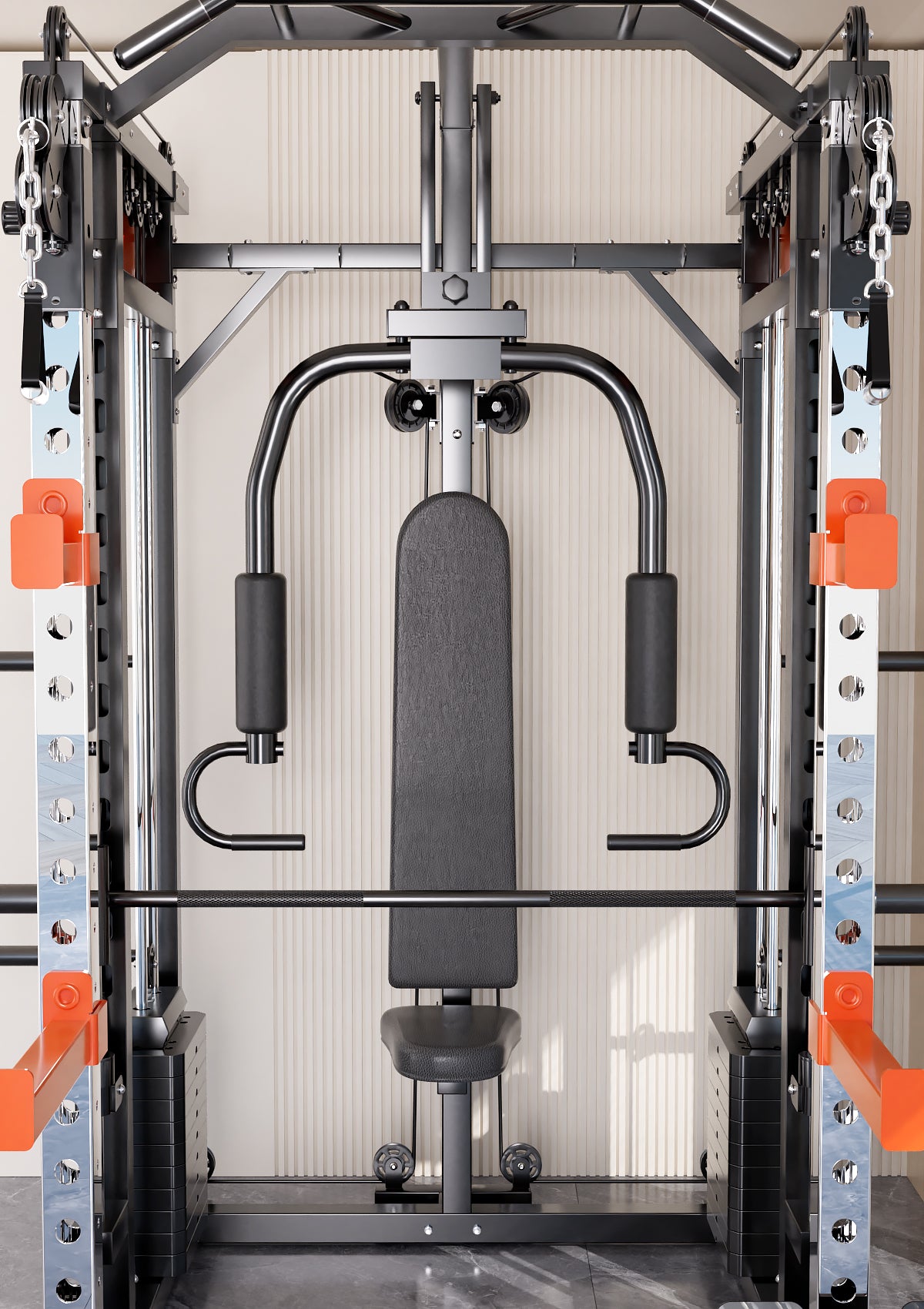 SmartFit M1 Ultra pin-loaded leg press and chest fly machine for multi-functional weightlifting at home gym, by Online Fitness Depot.
