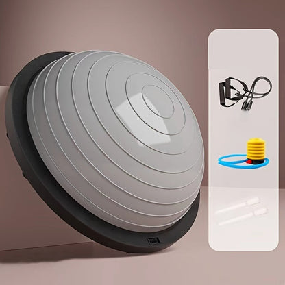 Grey Hemisphere Trainer by Online Fitness Depot, inflatable balance trainer for core, yoga, rehab, and Pilates exercises.